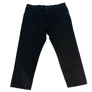 Wrangler Men's Jeans Black Denim Regular Fit Work Utility Pants Size 42x30